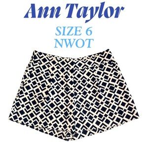 Ann Taylor High Waist White and Blue Shorts NWOT